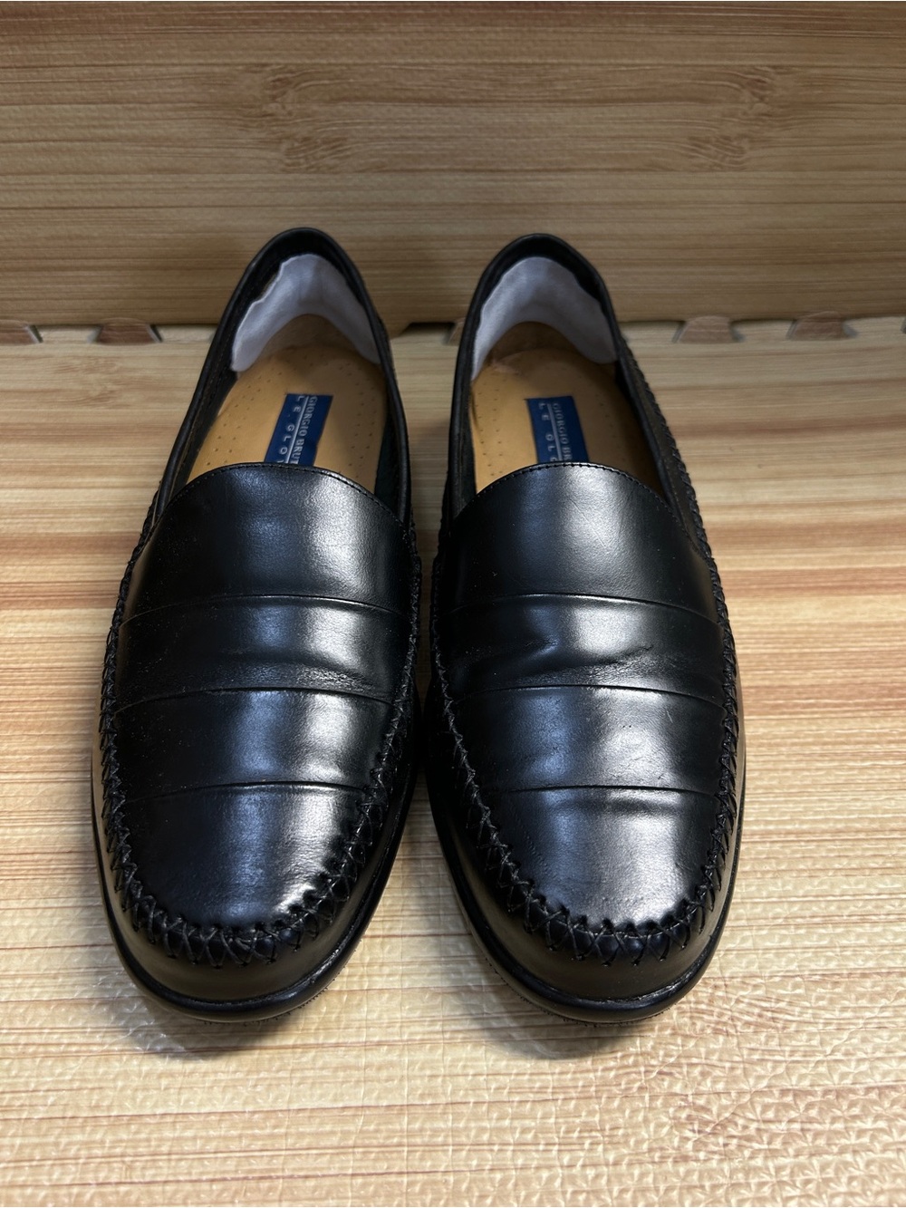 Giorgio Brutini Le Glove Brazil Black Pleated Leather Loafers 8.5M